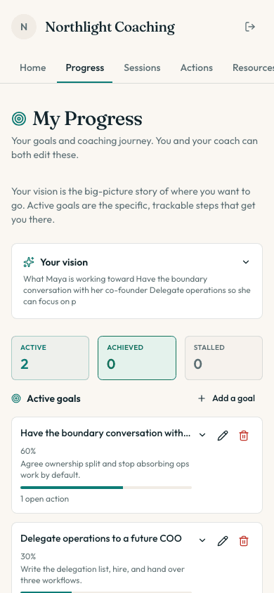 The client's own portal on a phone